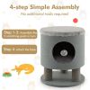 Cat Stool Bed with Scratching Posts and Plush Ball Toy - Gray - Pet entertainment