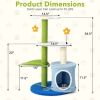 Indoor Cat Tower with Sisal Covered Scratching Posts - Green & Blue - Pet entertainment