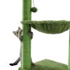 Indoor with Large House Natural Sisal Rope Cactus Cat Tree Condo - Green B - Pet entertainment