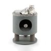 Cat Stool Bed with Scratching Posts and Plush Ball Toy - Gray - Pet entertainment