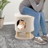 Cat Stool Bed with Scratching Posts and Plush Ball Toy - Beige - Pet entertainment