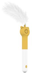 Pet Life 'KITIQUE" 3-in-1 Retractable and Extendable Feathered and Laser Wand Kitty Cat Teaser - Yellow