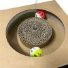 Resting Lounge Pad Cat Scratcher with Toy Ball Rolling in Hole Made of Eco Friendly Recyclable Cardboard Material - cardboard