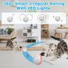 Electric Cat Toy Cat Teaser Ball Automatic Self Rotating Interactive Cat Motion Exercise Toy with Feather Bell LED Lights USB Rechargeable - Grey