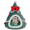 Christmas Pet House Tent Warm Cat Sleeping Bed Indoor for Kitten Puppy Cave Nest - L - Green