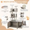 Cat Tree with Litter Box Enclosure for Indoor Cars - Gray