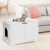 Cat Litter Box Enclosure with Double Doors for Large Cat and Kitty - White