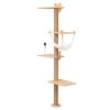 Wall-Mounted Cat Scratching Pad for Small to Large Cat, Indoor Wood Cat Tree with Hammock, Cat Scratcher Perch - Burlywood