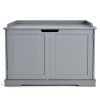 Cat Litter Box Enclosure with Double Doors for Large Cat and Kitty - Gray