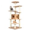 Wood Multi-Layer Platform Cat Tree with Scratch Resistant Rope - as show