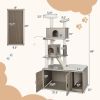 Cat Tree with Litter Box Enclosure for Indoor Cars - Gray