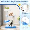 Indoor Cat Tower with Sisal Covered Scratching Posts - Blue & White - Pet entertainment