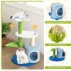 Indoor Cat Tower with Sisal Covered Scratching Posts - Green & Blue - Pet entertainment