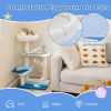 Indoor Cat Tower with Sisal Covered Scratching Posts - Blue & White - Pet entertainment