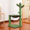 Indoor with Large House Natural Sisal Rope Cactus Cat Tree Condo - Green B - Pet entertainment