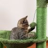 Indoor with Large House Natural Sisal Rope Cactus Cat Tree Condo - Green B - Pet entertainment