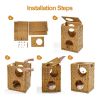 Rattan Cat Litter; Cat Bed with Rattan Ball and Cushion; Brown - Brown