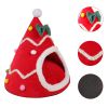 Christmas Pet House Tent Warm Cat Sleeping Bed Indoor for Kitten Puppy Cave Nest - L - Red