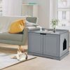 Cat Litter Box Enclosure with Double Doors for Large Cat and Kitty - Gray
