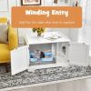 Cat Litter Box Enclosure with Double Doors for Large Cat and Kitty - White