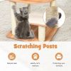 Wood Multi-Layer Platform Cat Tree with Scratch Resistant Rope - as show