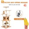 Wood Multi-Layer Platform Cat Tree with Scratch Resistant Rope - as show