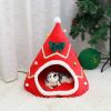 Christmas Pet House Tent Warm Cat Sleeping Bed Indoor for Kitten Puppy Cave Nest - L - Red