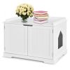 Cat Litter Box Enclosure with Double Doors for Large Cat and Kitty - White