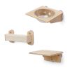 Wall Mounted Cat Tree, Cat Wall Furniture with Capsule Bed, Cushioned Shelf, Scratcher, Floating Wood Cat Tree for Indoor Cats Kitties, 3 PCS - as Pic