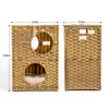 Rattan Cat Litter; Cat Bed with Rattan Ball and Cushion; Brown - Brown