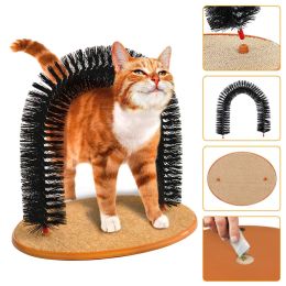 Cat Arch Self Groomer Cat Massaging Brush Scratching Pads Toys - Black