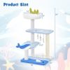 Indoor Cat Tower with Sisal Covered Scratching Posts - Blue & White - Pet entertainment