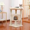 Modern Small Cat Tree Cat Tower with Sisal Scratching Post, Cozy Condo, Top Perch and Dangling Ball Beige - Beige