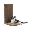 Indoor Cat Scratching Board for Small to Large Cat, Corrugated Board-Covered Cat Scratcher, Cat Scratching Pad with Bell and Built-in Toy - Brown