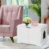 Cat Litter Box Enclosure with Double Doors for Large Cat and Kitty - White