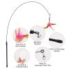 Cat Feather Toys Wand Rod Interactive Cat Spring Bell Play Toys - Pink And Brown