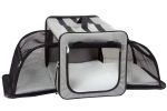 Pet Life Capacious Dual-Expandable Wire Folding Lightweight Collapsible Travel Pet Dog Crate - Grey - X-Large