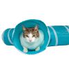 Pet Life 3-Way Kitting-Go-Seek Interactive Collapsible Passage Kitty Cat Tunnel - Blue/White