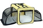 Pet Life Capacious Dual-Expandable Wire Folding Lightweight Collapsible Travel Pet Dog Crate - Khaki - Small