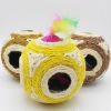 Cat Toy Six-hole Sisal Ball Grinding Claw with Trapped Feather Ball Training Interactive Game Toys for Cat Kitten Pet Products - sent by random