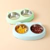 Dog Bowls Double Dog Water And Food Bowls Stainless Steel Bowls With Non-Slip Resin Station, Pet Feeder Bowls For Puppy Medium Dogs Cats - Green