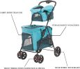 Portable Folding Dog Stroller Travel Cage Stroller for Pet Cat Kitten Puppy Carriages - Large 4 Wheels Elite Jogger - KM3221
