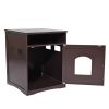 Cat's Wooden House Indoor Feline Condo Toilet Litter Box Hideaway Beside Table Nightstand XH - brown