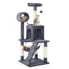 51" Cat Tree with Hammock and Scratching Post Tower, Pink - pink