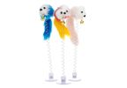 Cartoon Pet Cat Toy Stick Feather Rod Mouse Toy With Mini Bell Cat Catcher Teaser Interactive Cat Toy - White
