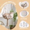 MewooFun Cat Hammock Macrame Hanging Swing Cat Bed Basket with Cotton Mat Indoor - WP093