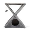 Folding Cat Tower Tree, 2-Tier Pet House with Scratching Pad, Cat Nest Hammock for Small to Middle Kitten - Gray XH - Grey