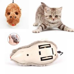 Hot Creative Funny Clockwork Spring Power Plush Mouse Toy Cat Dog Playing Toy Mechanical Motion Rat Pet Accessories - random