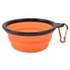 350ml/1000ml Large Collapsible Dog Pet Folding Silicone Bowl Outdoor Travel Portable Puppy Food Container Feeder Dish Bowl - Orange - 350ml