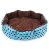 Pet Bed Warm Winter Bed Dog Cat Bed Soft Wool Point Design Pet Nest With Removable Mats Octagonal Shape Kennel Cat Dog Sofa Bed - Blue - 37x32x10